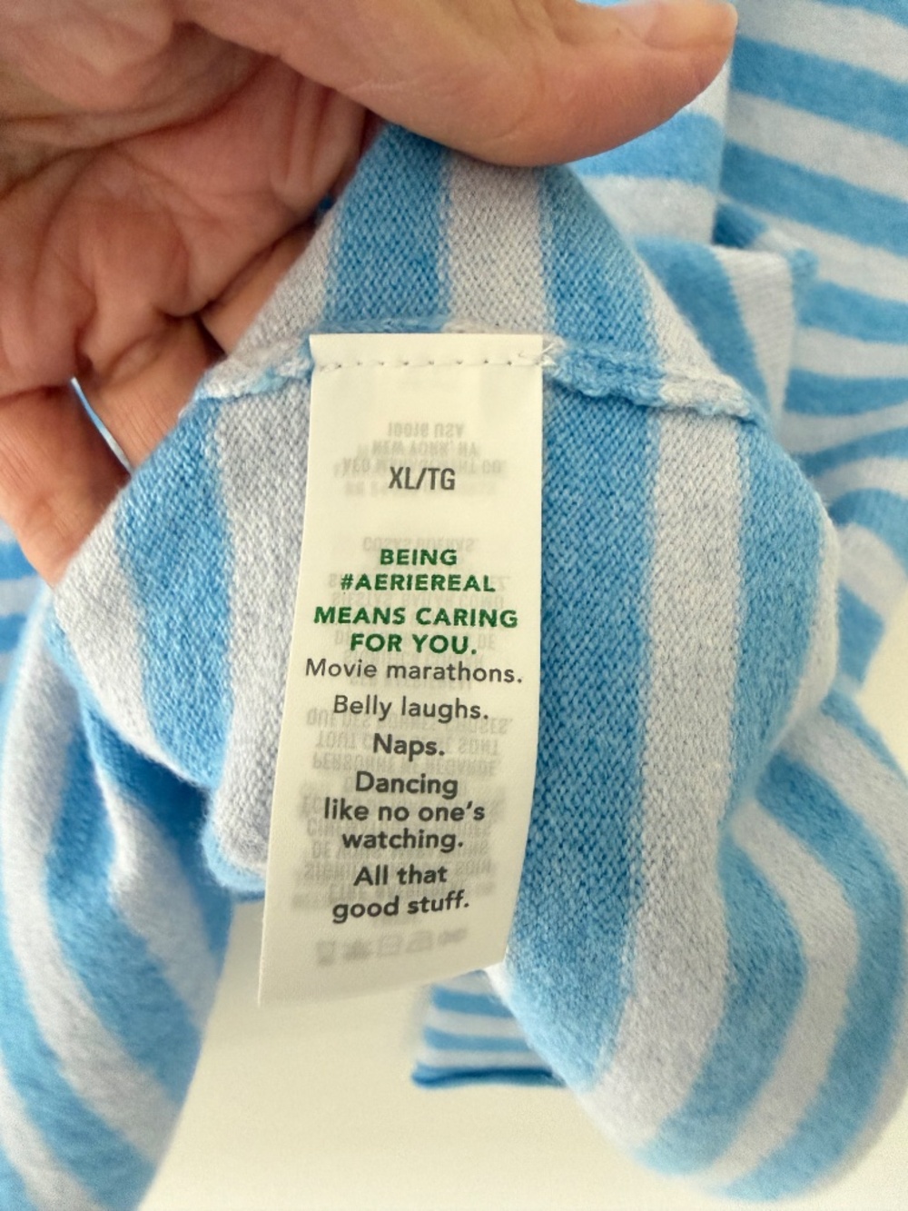 Aerie Sunday Soft Boatneck Sweater Light Blue Stripe Rolled hem Soft Cozy Lounge - Picture 8 of 11